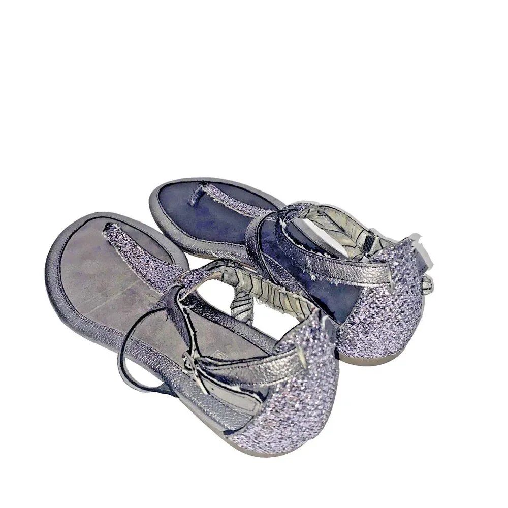 Sperry Top-Sider Women's Silver T-Strap Sandals Size 7 Closed Heel NICE